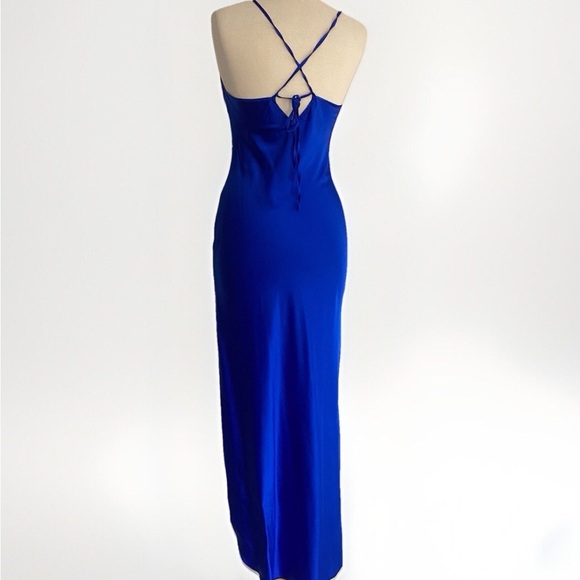 Silk Maison Sapphire ALT  To ASO Elena  VD Spaghetti strap Silk Maxi Dress Med - Picture 8 of 14